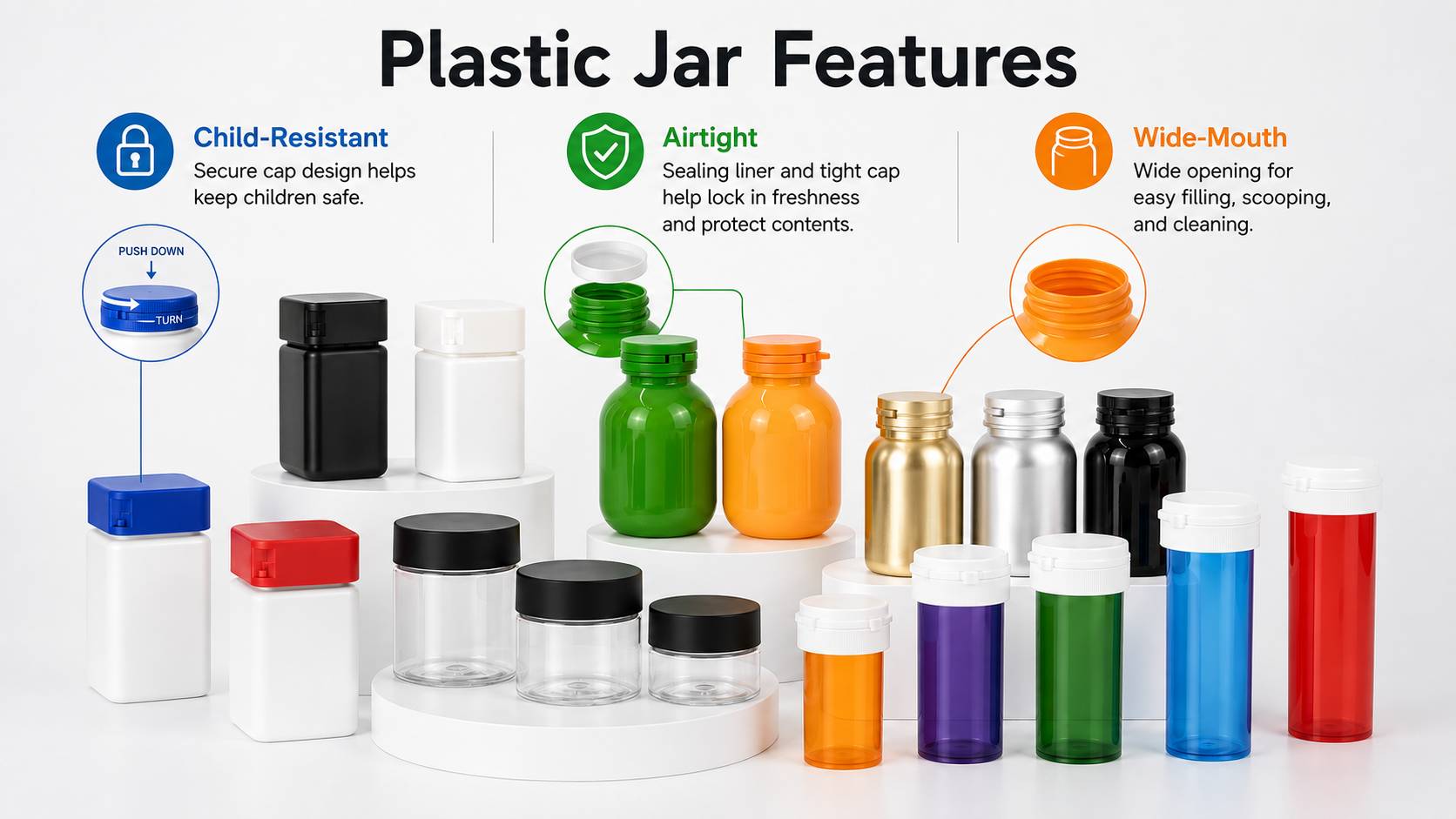 square childproof jar for weed package